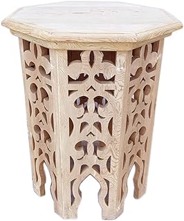 Tavolino marocchino in legno di cedro grezzo traforato a mano