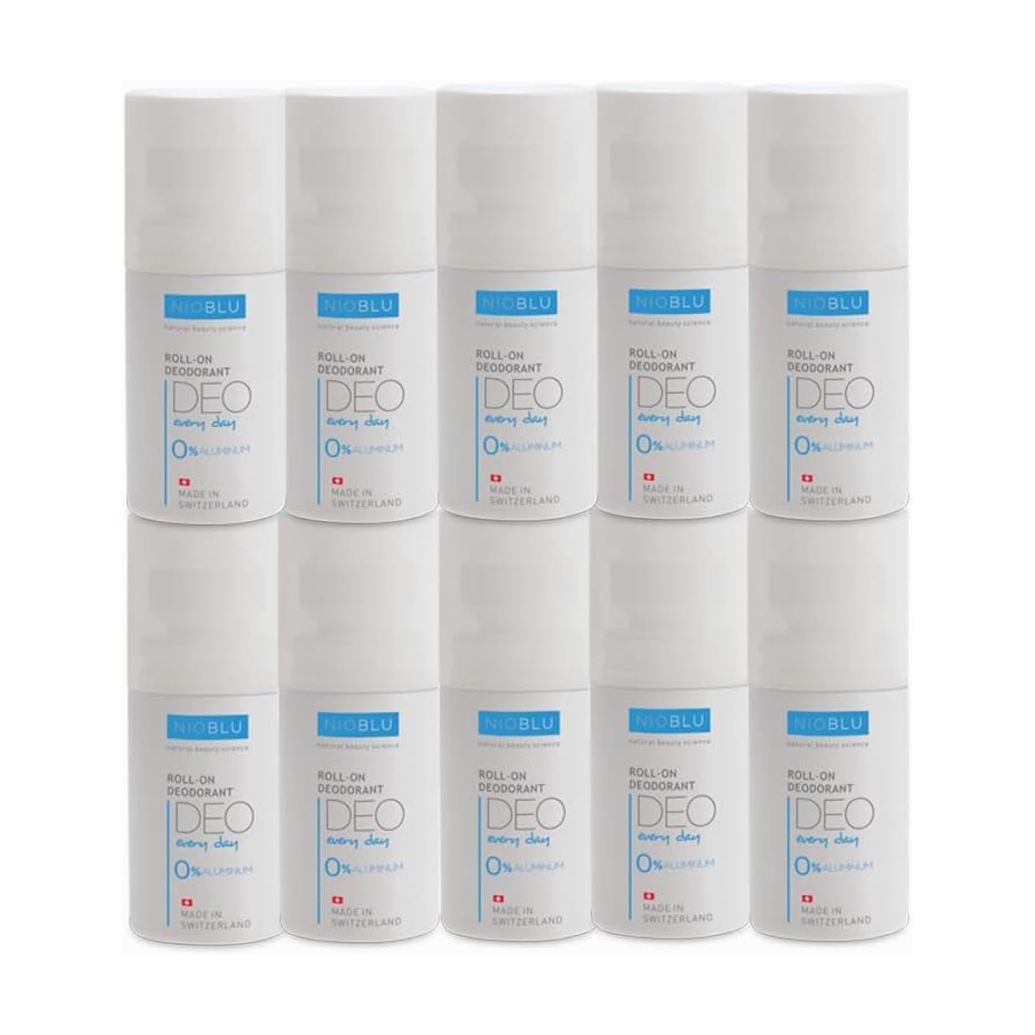 Deodorante Roll-On 0% Alluminio 10 pezzi da 50 ml – Protezione Naturale per Pelli Sensibili – Senza Sali di Alluminio