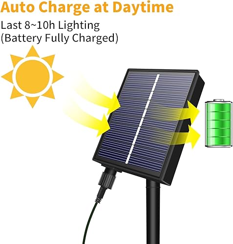 Miniatura 3 de SOLARBABY Luces solares de Navidad impermeables para exteriores, 400 luces LED de 132 pies con control remoto, 8 modos de luces de patio multicolor