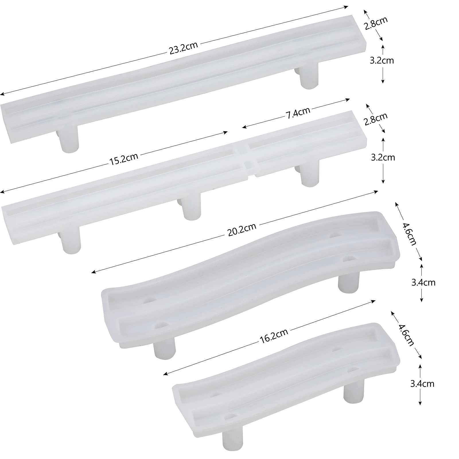 MSDADA 4 Pezzi con Manico Stampi Resina Epossidica, Stampi in Silicone per Vassoio per alimenti, Stampi in Slicone per Resina, per Vassoio portagioielli, Decorazione Artigianale per Casa
