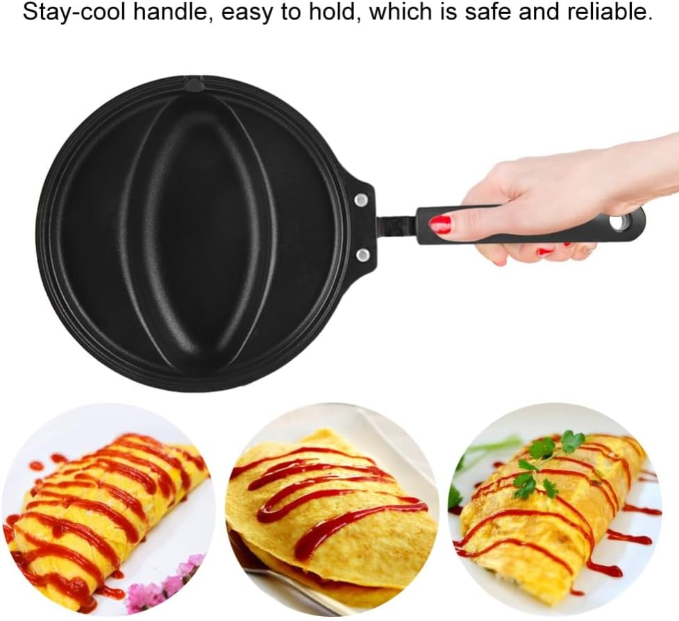Omelet Pan with 7.5-Inch Mould – 8.6-Inch Aluminum Frying Pan for Omelet Rice Making, Compatible with Gas & Induction Cooktops, Stay-Cool Handle