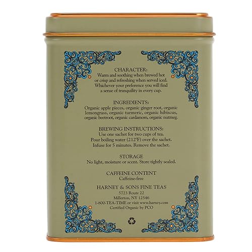 Miniatura 4 de Harney & Sons HT Té orgánico de cúrcuma de jengibre, 20 sobres de té calmante de jengibre y cúrcuma