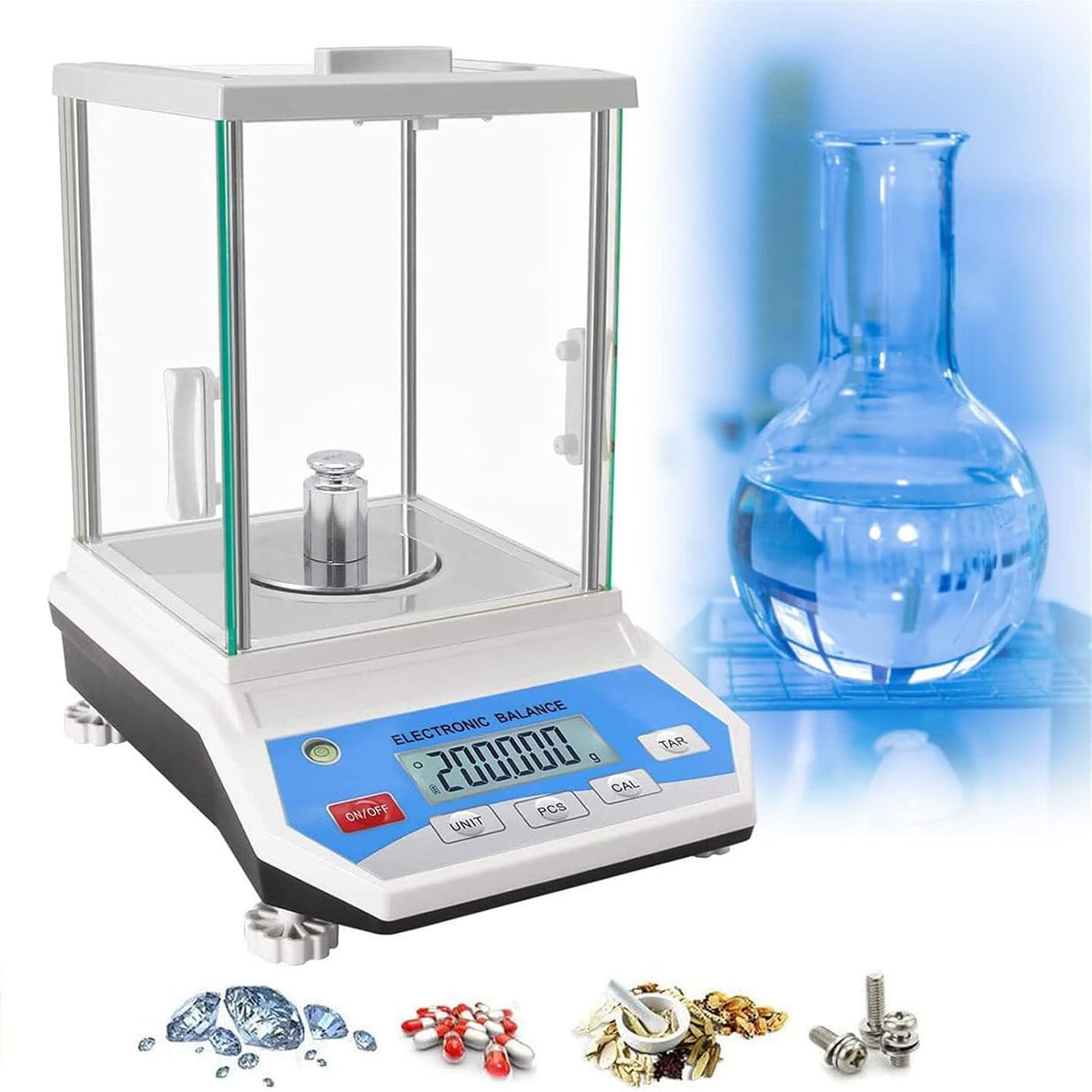 High Precision Electronic Analytical Balance, 0.001g Accuracy Lab Digital Scale with Windshield, LCD Display Scientific Scale for Pharmacies, Schools, Jewelry Weighing,500g/0.001g