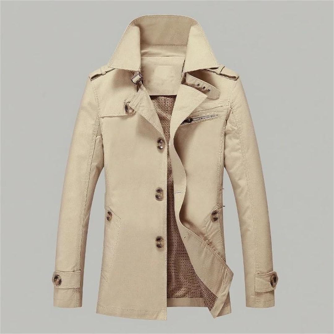 Men's Business Trench Coat Long Jacket Casual Comfortable Suit Style Outerwear