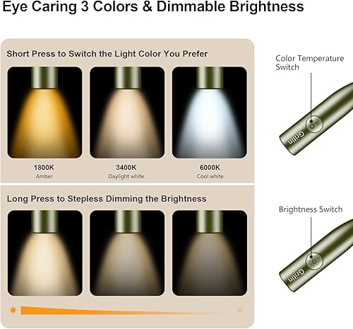 Miniatura 30 de Gritin Luz LED de lectura para cuello, luz de libro para leer en 3 colores, brillo regulable, brazos flexibles, más de 80 horas de tiempo de Negro