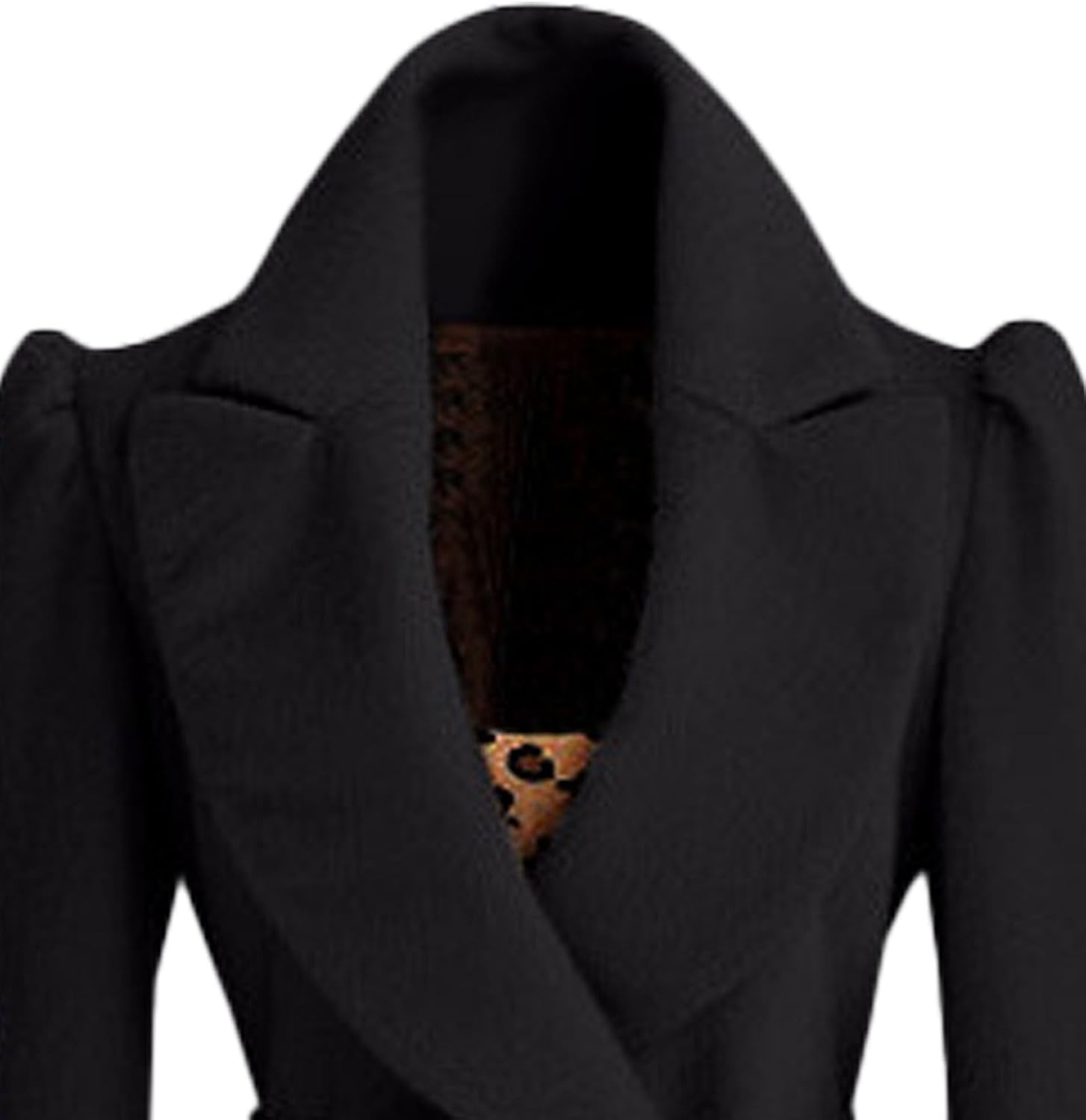 xxxiticat Women's Double Breasted Dress Coat Winter Peak Lapel Collar Belted A Line Flared Wool Blend Trench Coats Overcoat - Image 3
