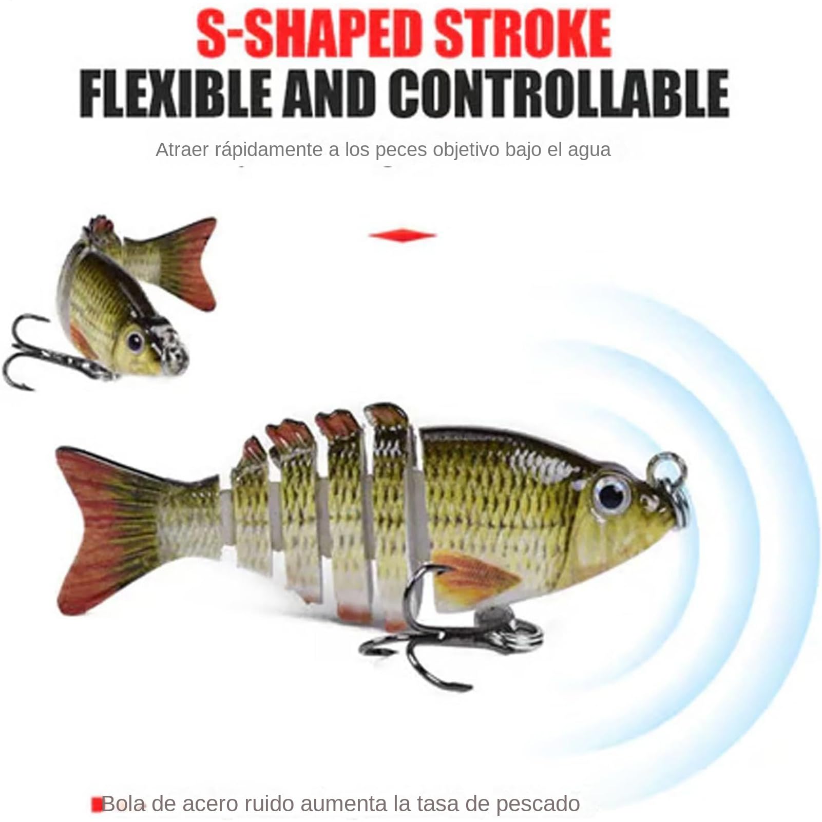 Señuelo de Pesca Autopropulsado Señuelos Wobblers para Pesca de | Carnada Blanda Versátil y Realista para Agua Dulce Perca y