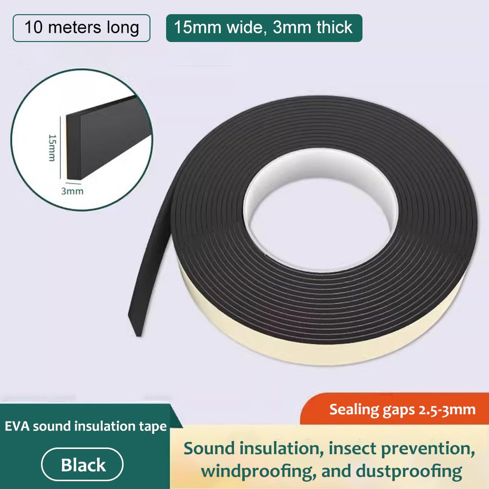 15MM*10M Striscia di Tenuta Nastro Autoadesivo in Schiuma EVA Schiuma Nastro Paraspifferi Porta Guarnizioni Finestre Guarnizione in Gomma Paraspifferi Finestre Porte per Anti Freddo Rumore Collisione