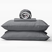 GOKOTTA Cooling Bamboo Sheets Queen Size, 100% Rayon from Bamboo Sheets Soft Cooling Sheets Queen for Night Sweats Bed Sheet Set 4-Piece with 16 Inch Pocket (Queen, Dark Grey)