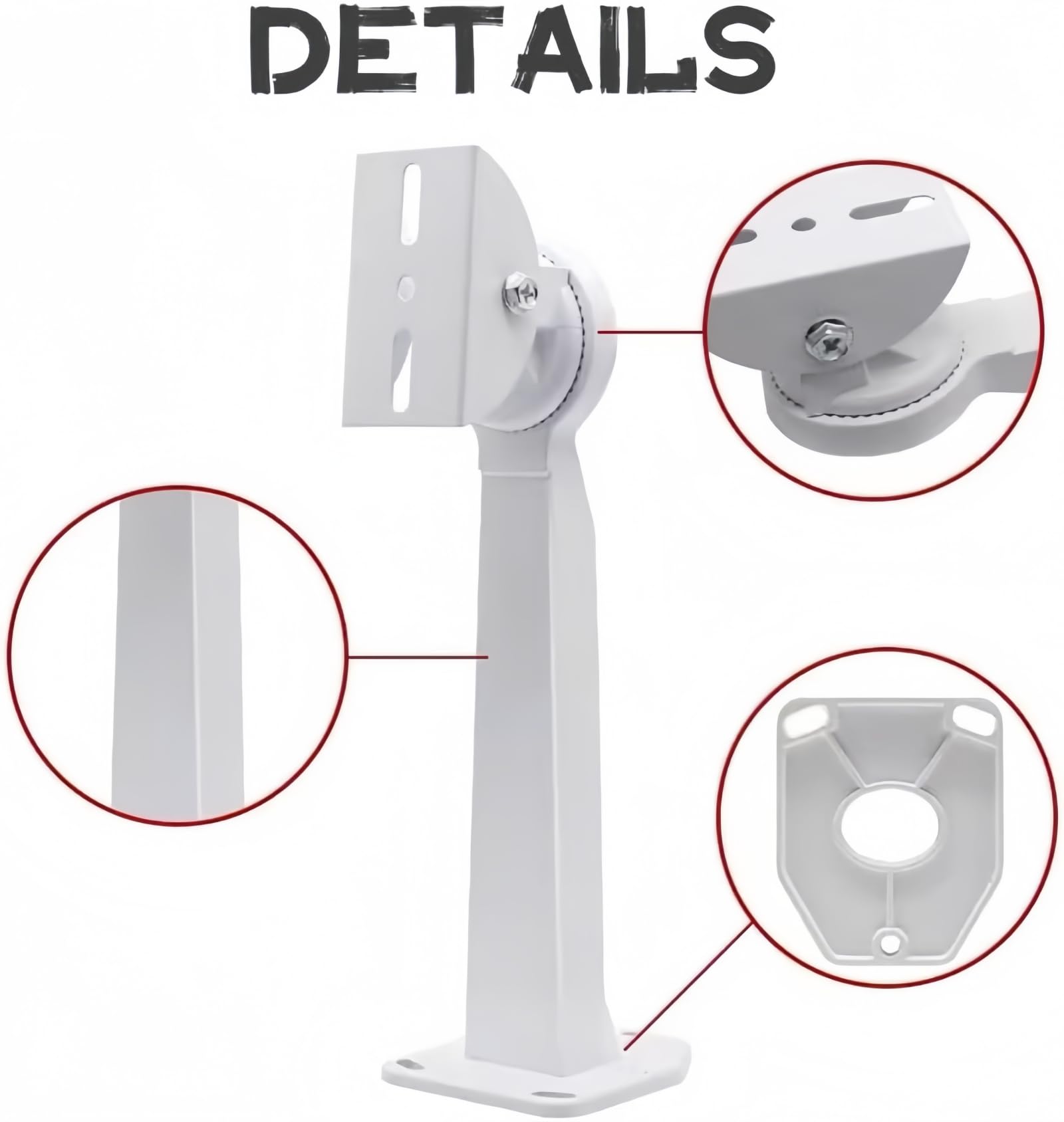 Soporte de pared de seguridad CCTV con pico de pato y adaptador en forma de L para cámaras domo y paneles solares, incluye 2 bridas adicionales de 30 cm
