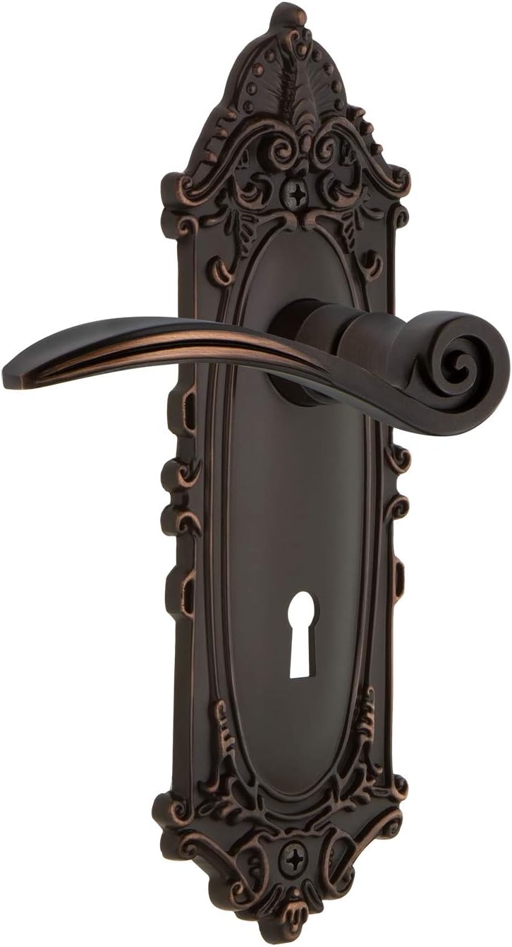 Nostalgic Warehouse Victorian Plate Single Dummy with Keyhole Swan Lever in Oil-Rubbed Bronze