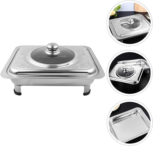 Miniatura 4 de DOITOOL Juego de platos para bufé de comida fría, juego de calentador de bufé y sartenes de vapor y marco plegable calentadores de alimentos para