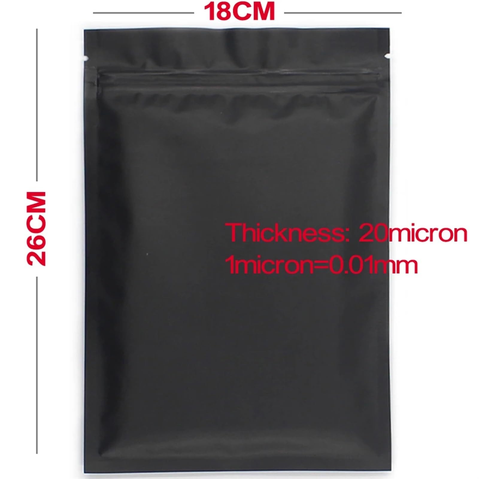 Torby z zamknięciem strunowym, Torebki z folii aluminiowej Mylar Ziplock Zgrzewalne na gorąco Czarne/Białe Różne rozmiary 50/100 sztuk(Black 18x26cm,50pcs)