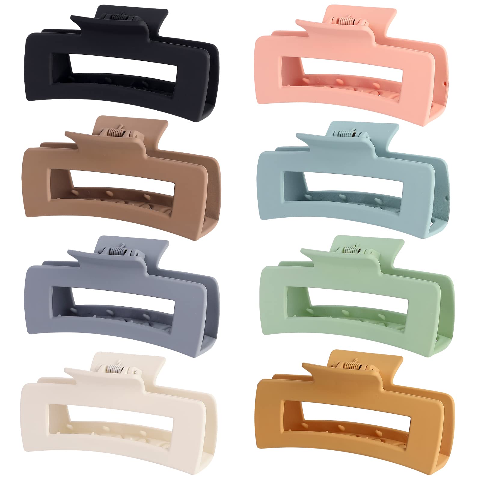 Mollette grandi per capelli da 10 cm, 8 fermagli rettangolari per capelli grandi, per capelli spessi e rettangolari, in acrilico, accessori per capelli per donne e ragazze (colore chiaro)