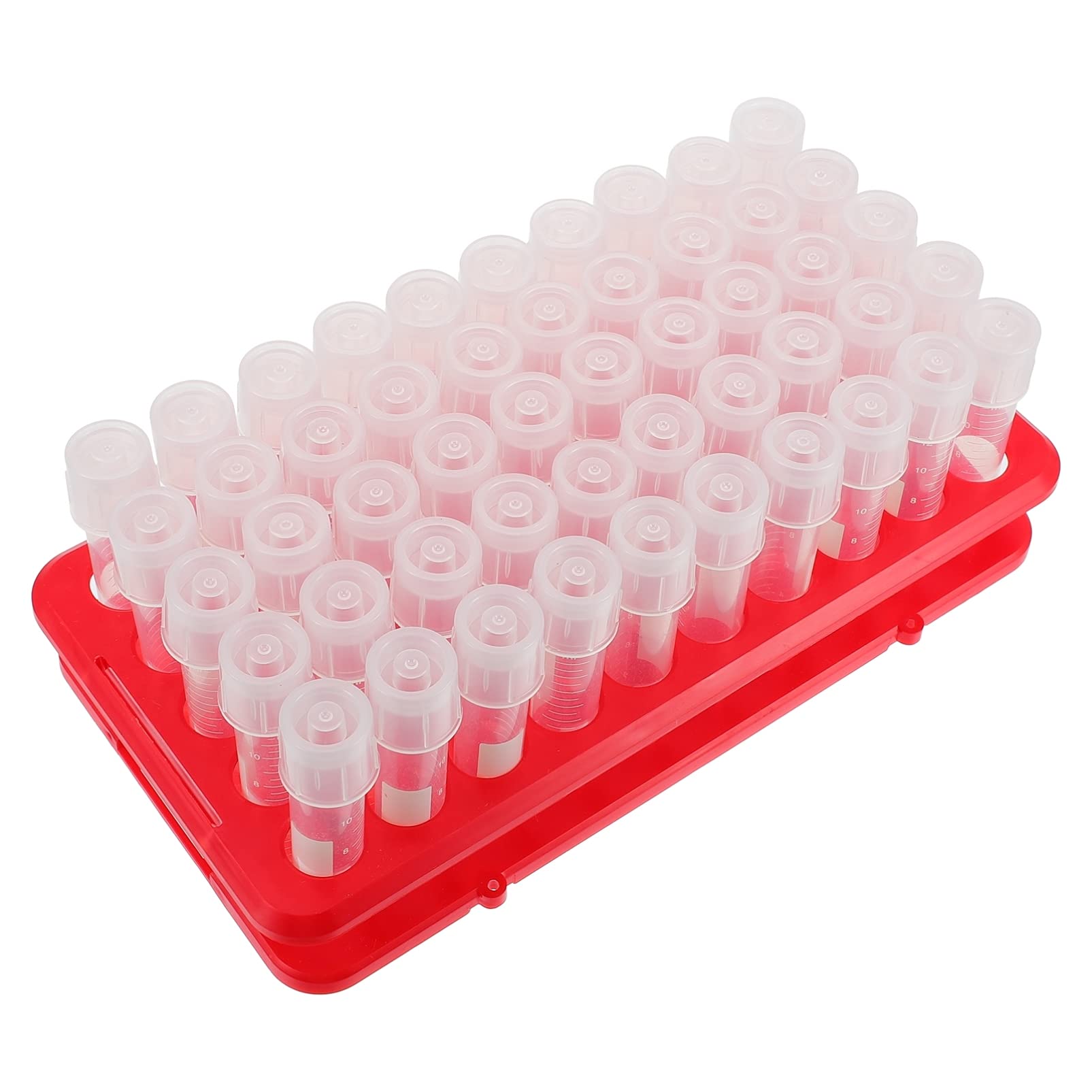 100 Tubos ensayo plástico, vial, Tubo Cultivo Laboratorio Transparente con Estante, Suministros para experimentos Laboratorio para experimentos científicos, Cuentas Caramelo, Almacenamiento líquido