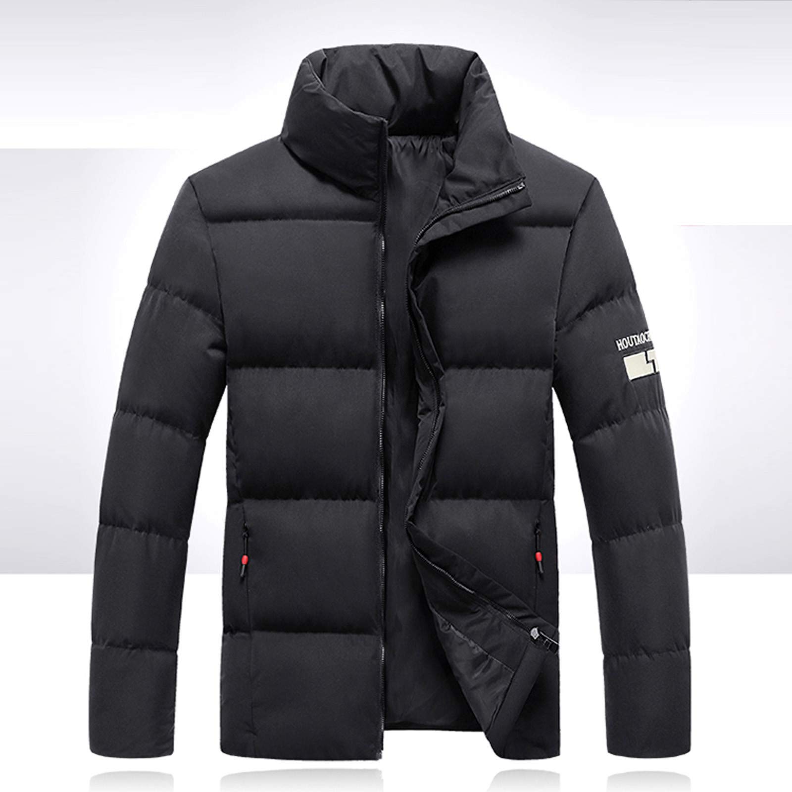 Giacca invernale da uomo con chiusura a zip giacca calda leggera trapuntata giacca casual piumino basic outdoor giacca softshell colletto alto cappotto invernale senza cappuccio piumino