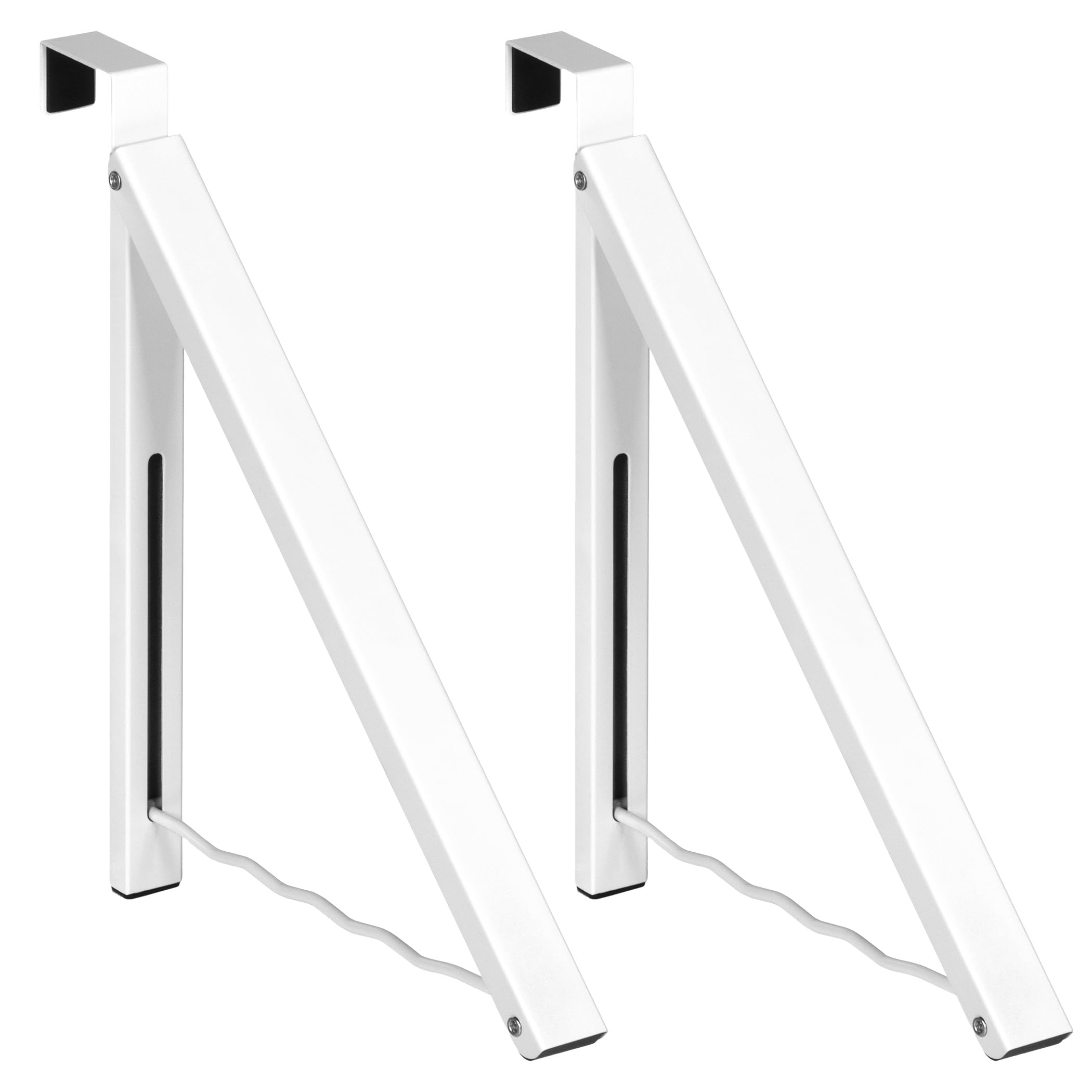 HOLDN’ STORAGE Over The Door Hanger - Single Foldable Rack Organizer for Hanging Clothes, Coats & Towels, Ideal for Dorm Rooms, Laundry, Bathrooms, Etc - Holds up to 20 LBs - White (2 Pack)