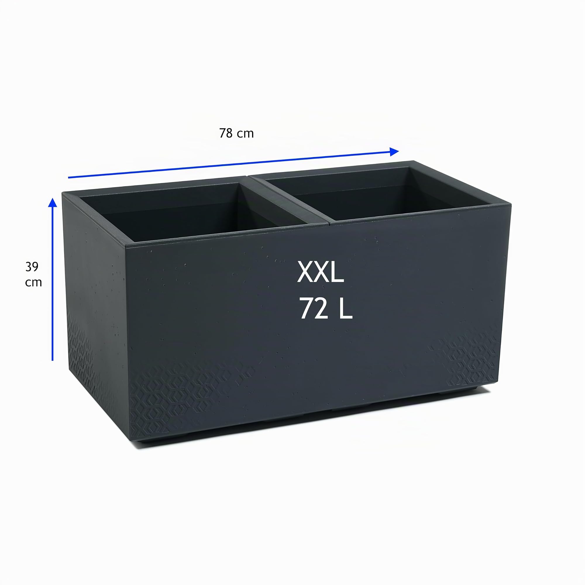 MELTOM Blumenkübel Blumentopf Quadratisch mit Rollen sehr Dekorativ Größe XL und XXL (Anthrazit, XXL)