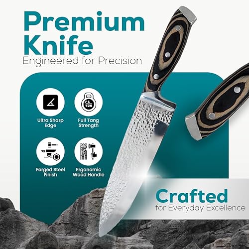 Miniatura 2 de Juego de cuchillos de cocina  Juego de 15 cuchillos de acero de alto carbono con afilador, tijeras y soporte  Mango ergonómico de madera  Cuchillos