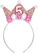 1 Stück Geburtstags Krone Mädchen 6 Mädchen Geburtstag Stirnband Geburtstag Krone Stirnband mit Rose Blumen Mädche Prinzessin Kron Geburtstags für 6 Jahre Geburtstagsfeiern Geburtstagsdeko