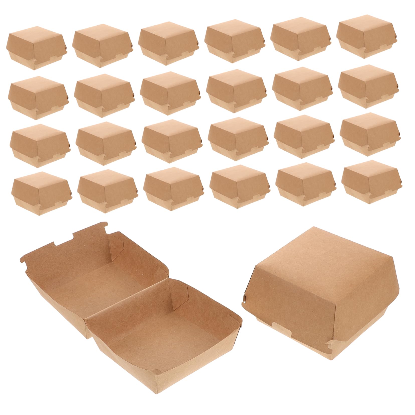 Hemobllo Scatole per Hamburger da Asporto 30 Pezzi in Carta Kraft, Resistenti al Grasso, per Panini, Snack e Picnic