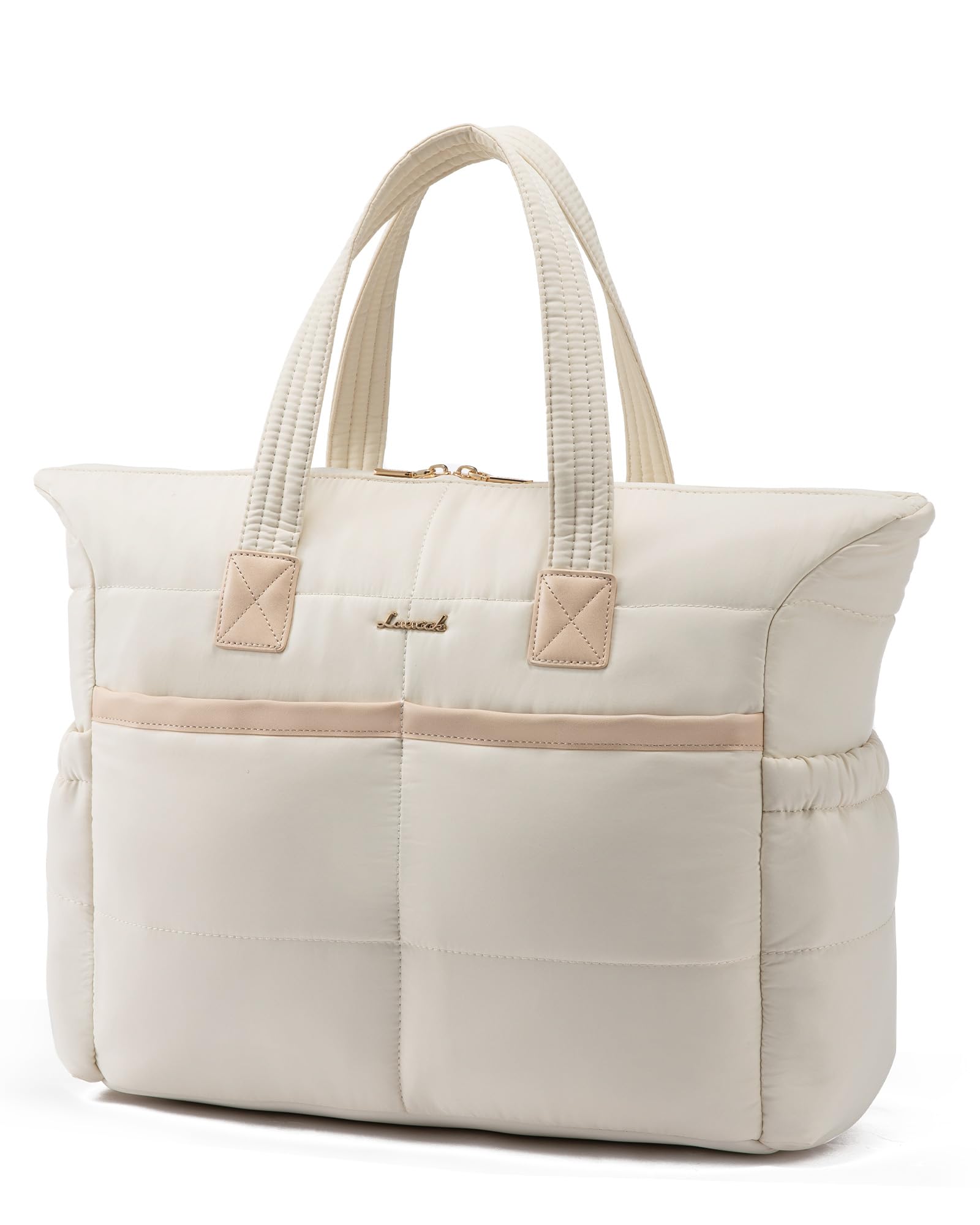 LOVEVOOK Laptoptas voor dames, 15,6 inch, handtas, buffer shopper, tas, laptop, werktas, groot, waterdichte tote bag, schoolhandtas, aktetas, kantoortas voor werk, school, reizen, beige-1, 15.6 zoll