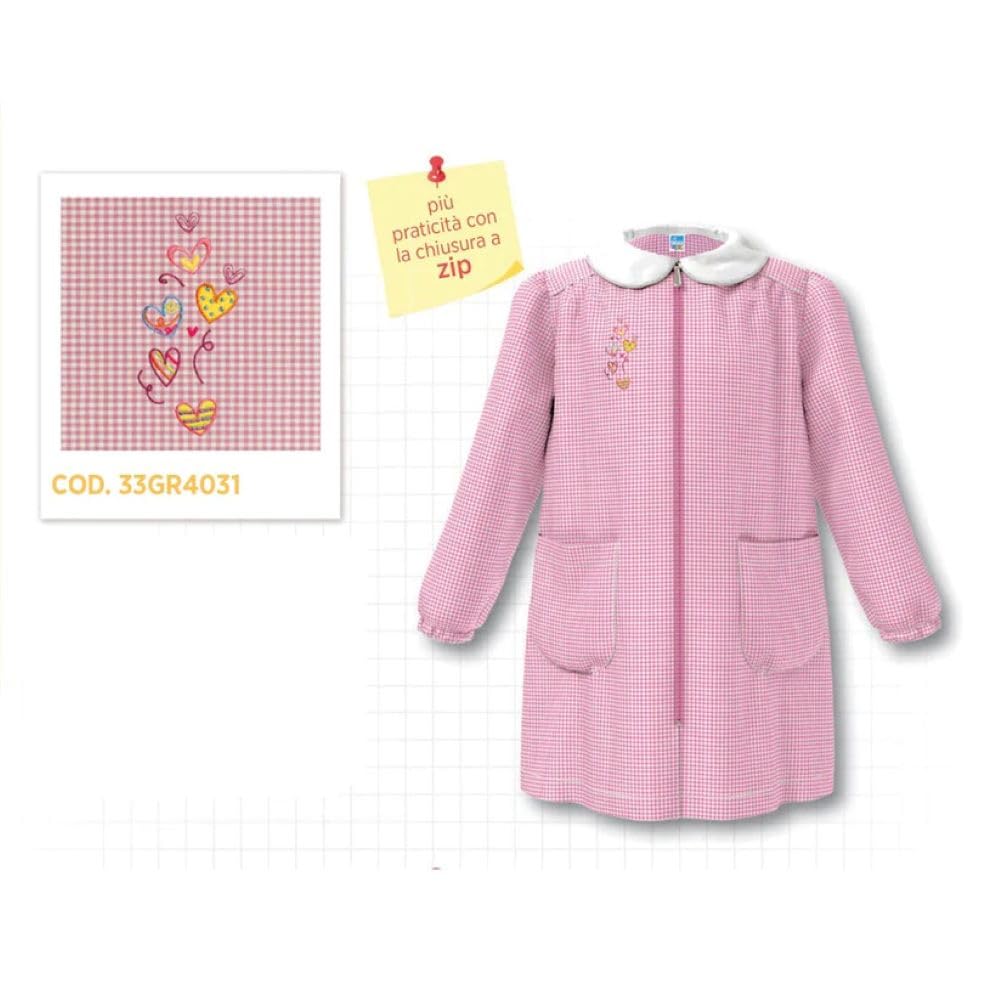Grembiule Asilo Bambina SIGGI 33GR4031 Cuori Colorati Zip