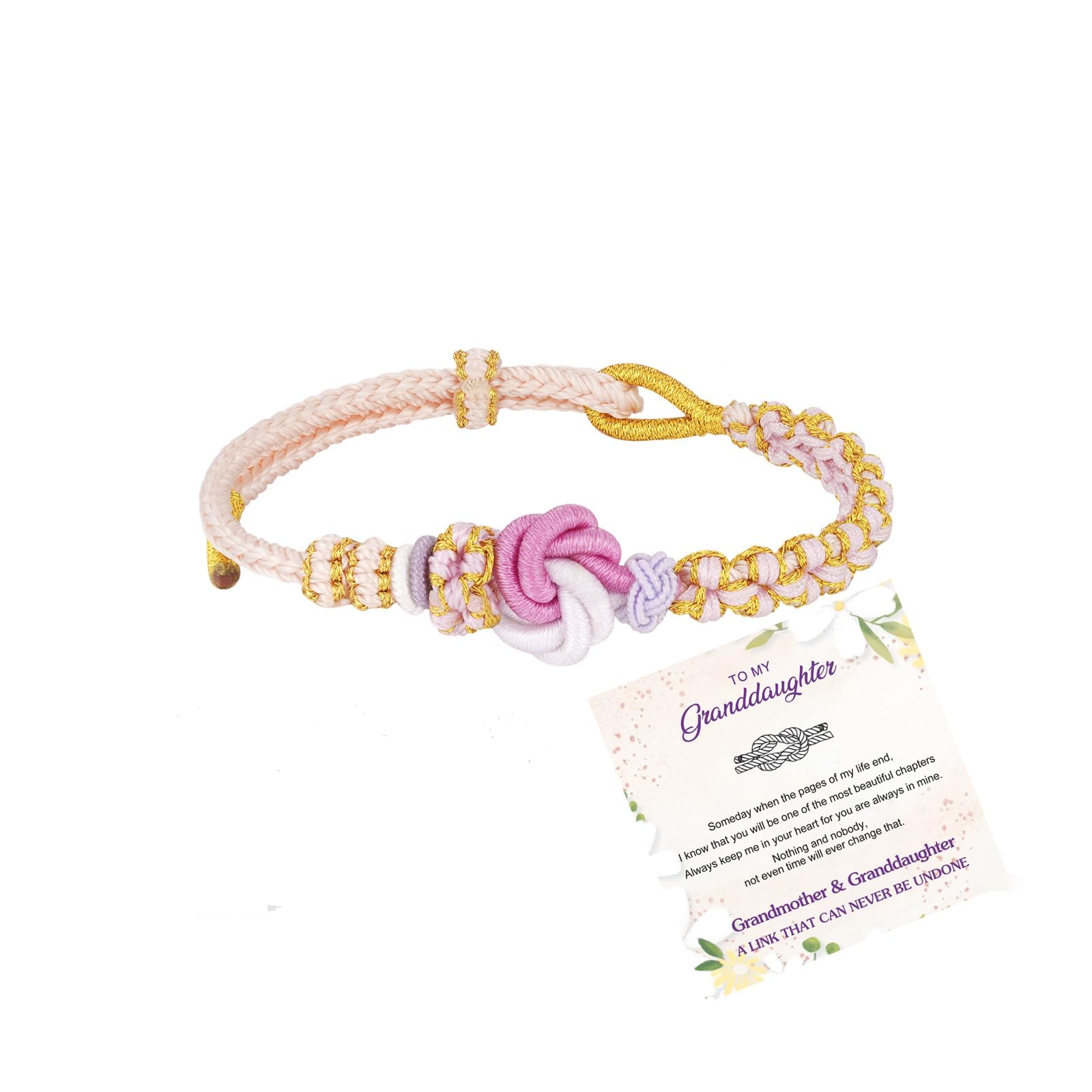 To My Granddaughter-Infinity Forever Love Heart Bracelet, Natural Emperor Stone Double Layer Purple Beaded Woven Wrap Bracelets Adjustable Mind Peace Gift Jewelry