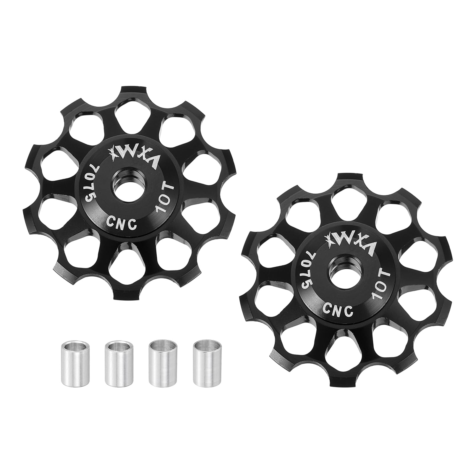 sourcing map 2 Set Bicycle Rear Derailleur Pulley 10T Ceramic Bearing Wheel Aluminum Alloy Guide Roller Wheels for 8/9/10/11 Speed Transmission System Road Bike Mountain Bike MTB BMX, Black