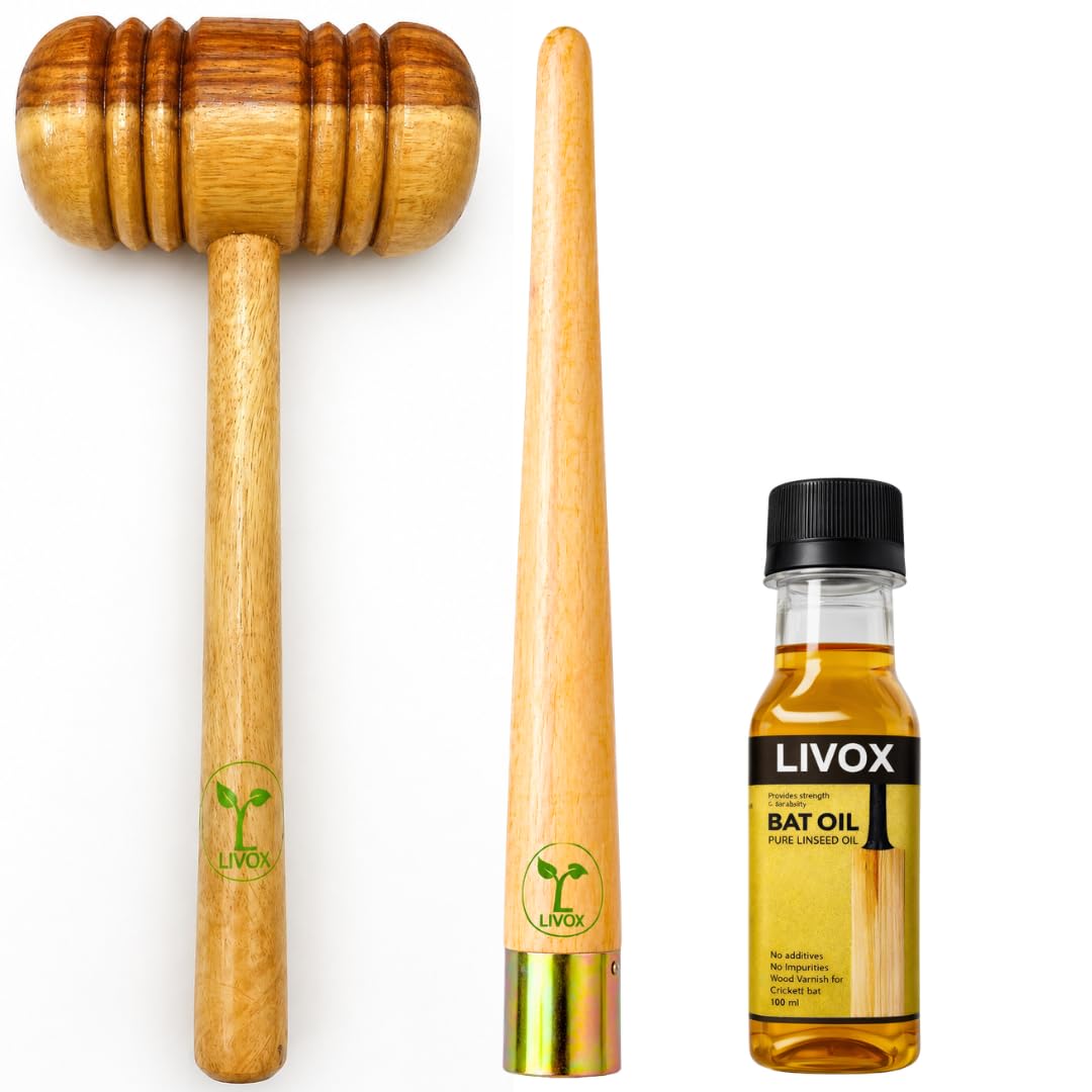 LIVOX Cricket Bat Accessories Combo Pack | Wooden Bat Knocking Mallet + Bat Grip Cone + Pure Linseed Oil 100ml-picture-20