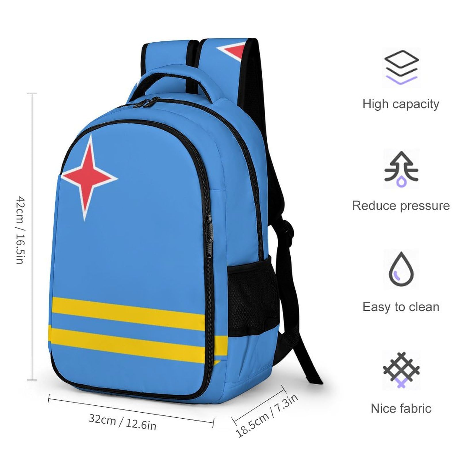 Aruba Flag Basic Backpack Travel Daypack for Men Women Work Hiking Laptop Bag Electronics
