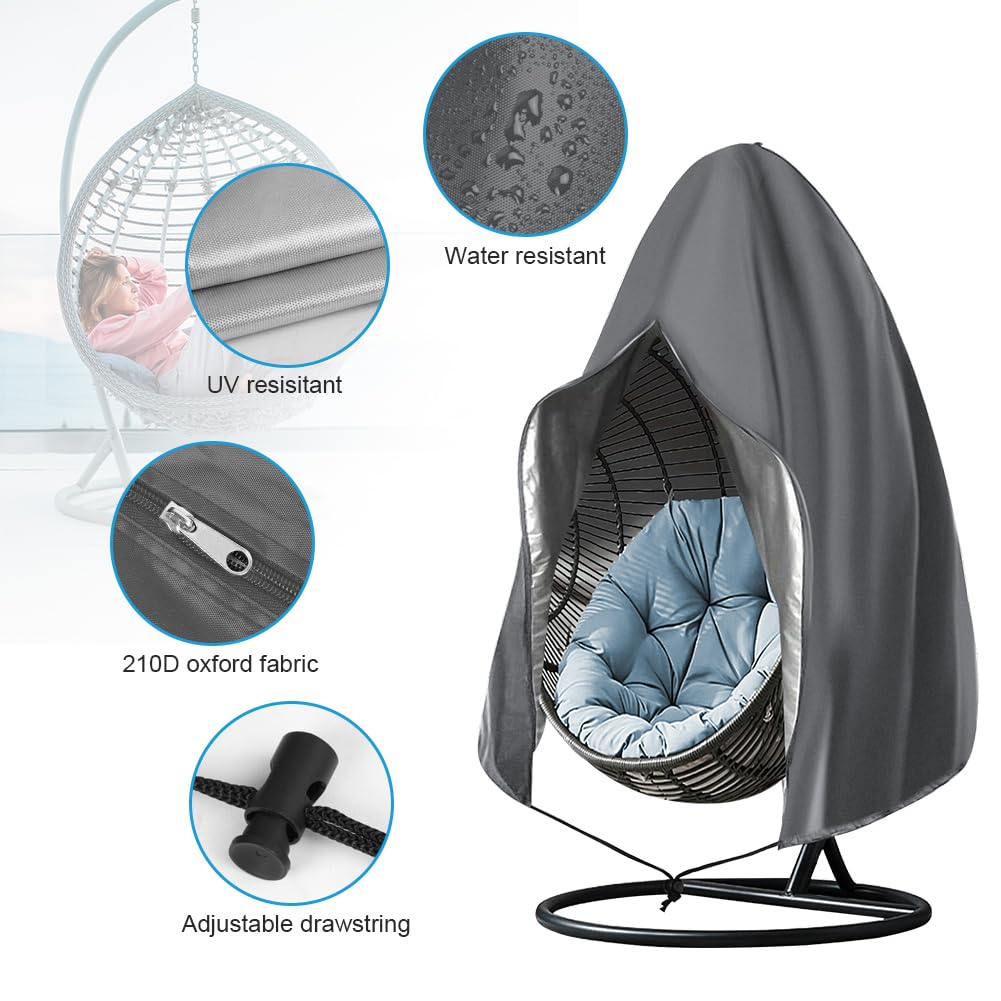 OFFCUP Hanging Egg Chair Cover, 230*200cm 210D Oxford Fabric Swing Chair Cover with Zipper - Image 3