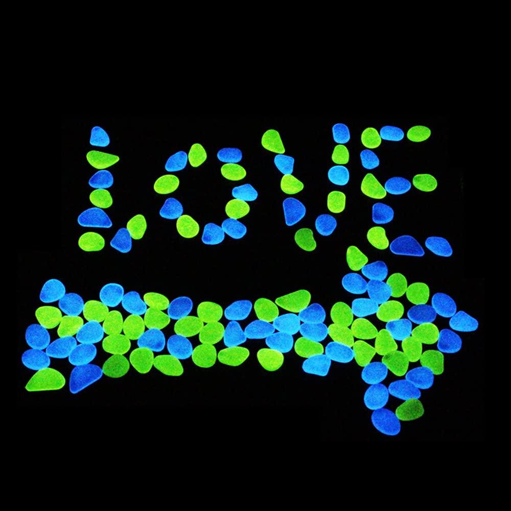Lot de 300 galets lumineux multicolores pour aquarium, terrarium, jardin Blanc