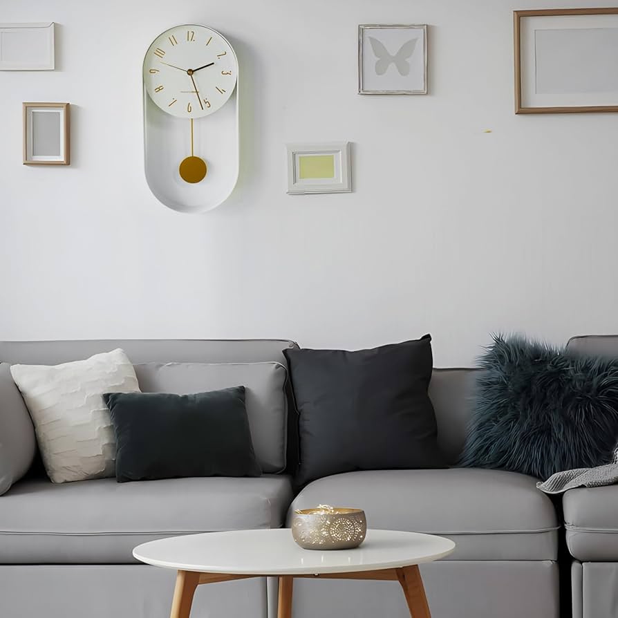 楕円形掛時計 振り子付き ホワイト Amazon.co.jp: 振り子時計 金属 掛け時計 おしゃれ 楕円形 壁