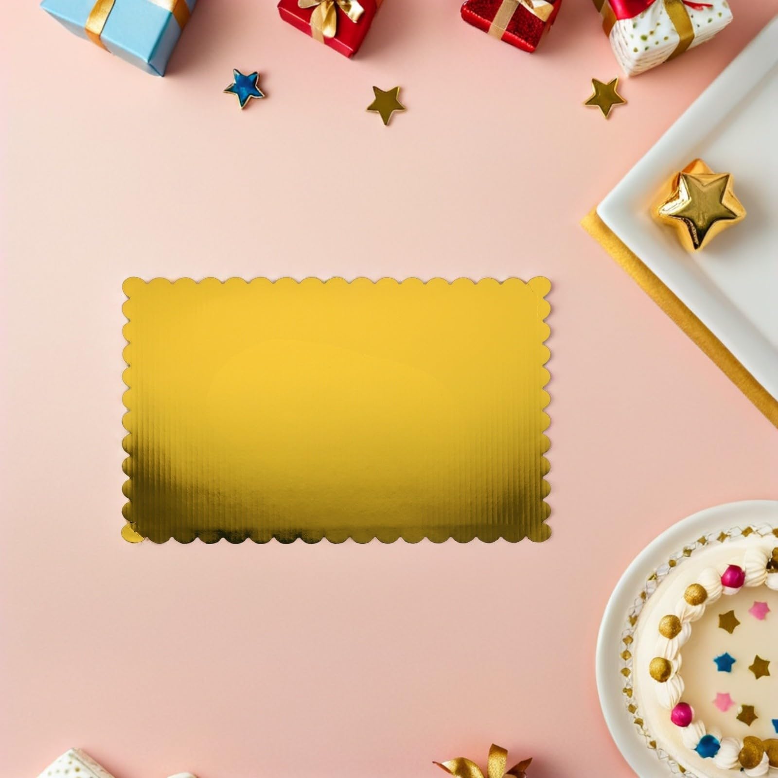 PRETYZOOM Base Rectangular para Tartas de Cartón Corrugado Borde Ondulado de 2 Mm de Grosor, Resistente y Desechable, Paquete de 20 Unidades para Ocasiones Obsequios y Exhibición