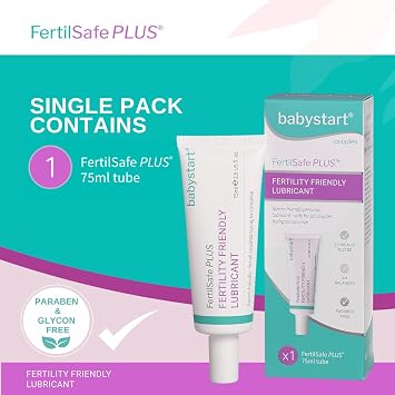 Babystart Fertility Lubricant - FertilSafe Plus Lubricating Gel Tube 75ml - Natural, Water Based Lubrification, Paraben Free, Personal Fertile Friendly Lubricant for Couples Trying for a Baby