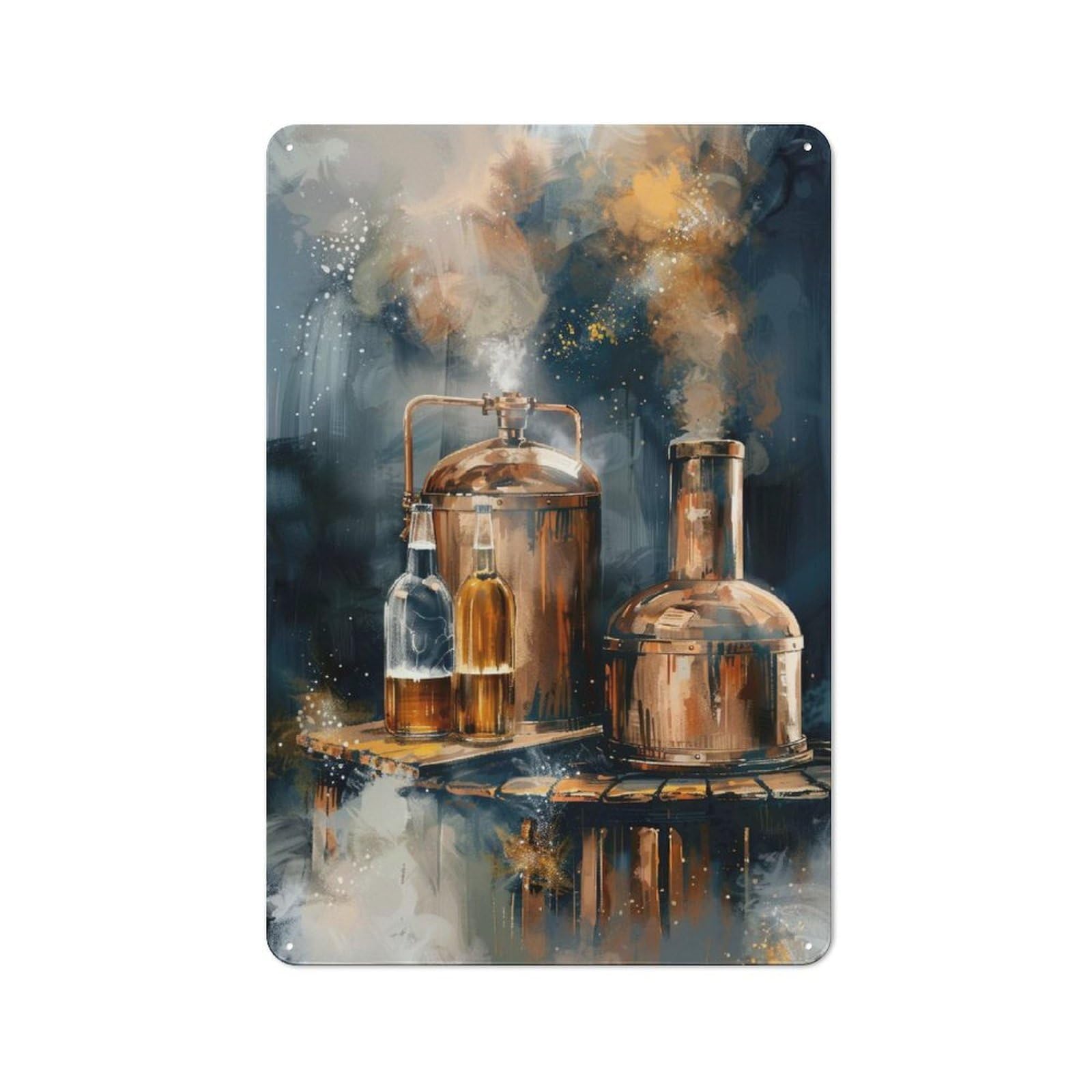 Junmoney Copper Distillery Charm Industrial-Style Metal Plaque 30X20cm For Hallway Wall, A Winter Wall Decor Update For Hallway Decor Lovers