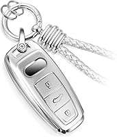 Vista 19 de Funda para Llavero de Audi con Accesorios de Llavero de Cuerda Trenzada de Metal, Estuche Suave Mejorado para Llave A3 A6-A8 E-Tron S3 RS6-7 SQ7-8