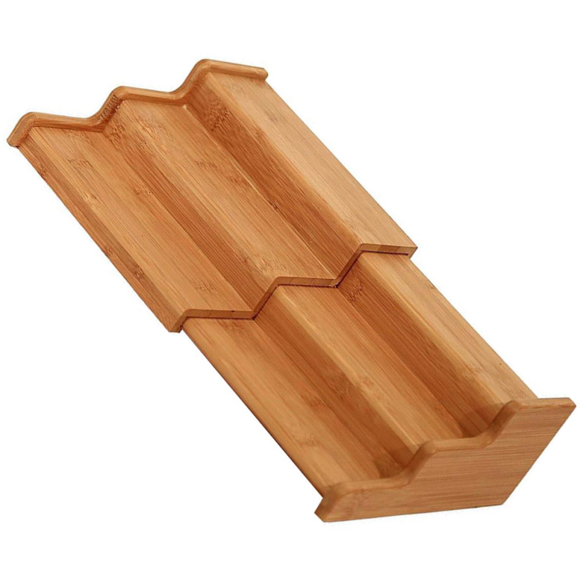 GLEAVI Erweiterbares Gewürzregal Platzsparender Küchenorganizer in Khaki für Arbeitsplatte Modernes Natürliches Design für Küche