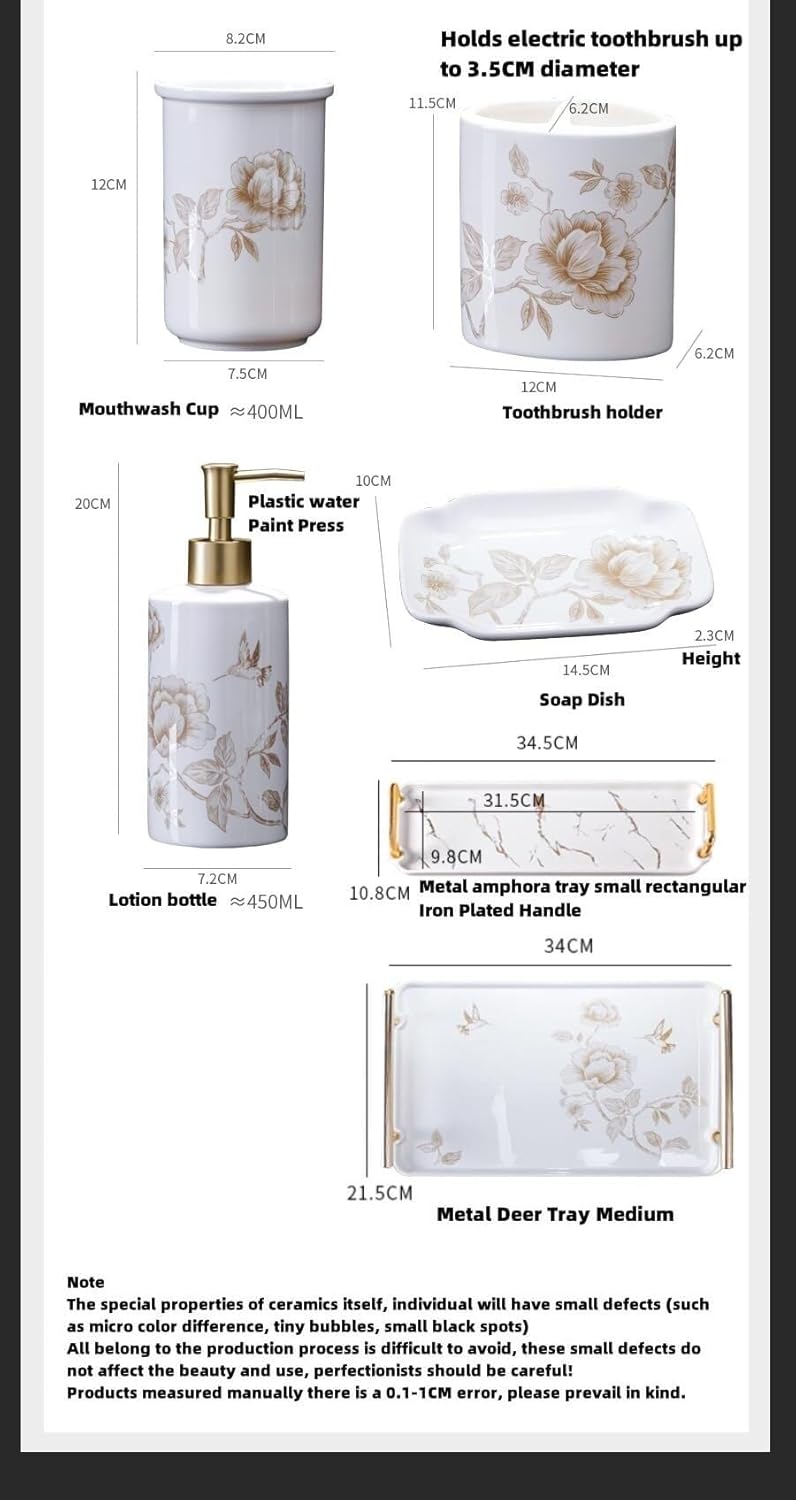 バスルームアクセサリー バスルームアクセサリーセット 5個セット セラミックスフラワーパターンセット ソープディスペンサーセット