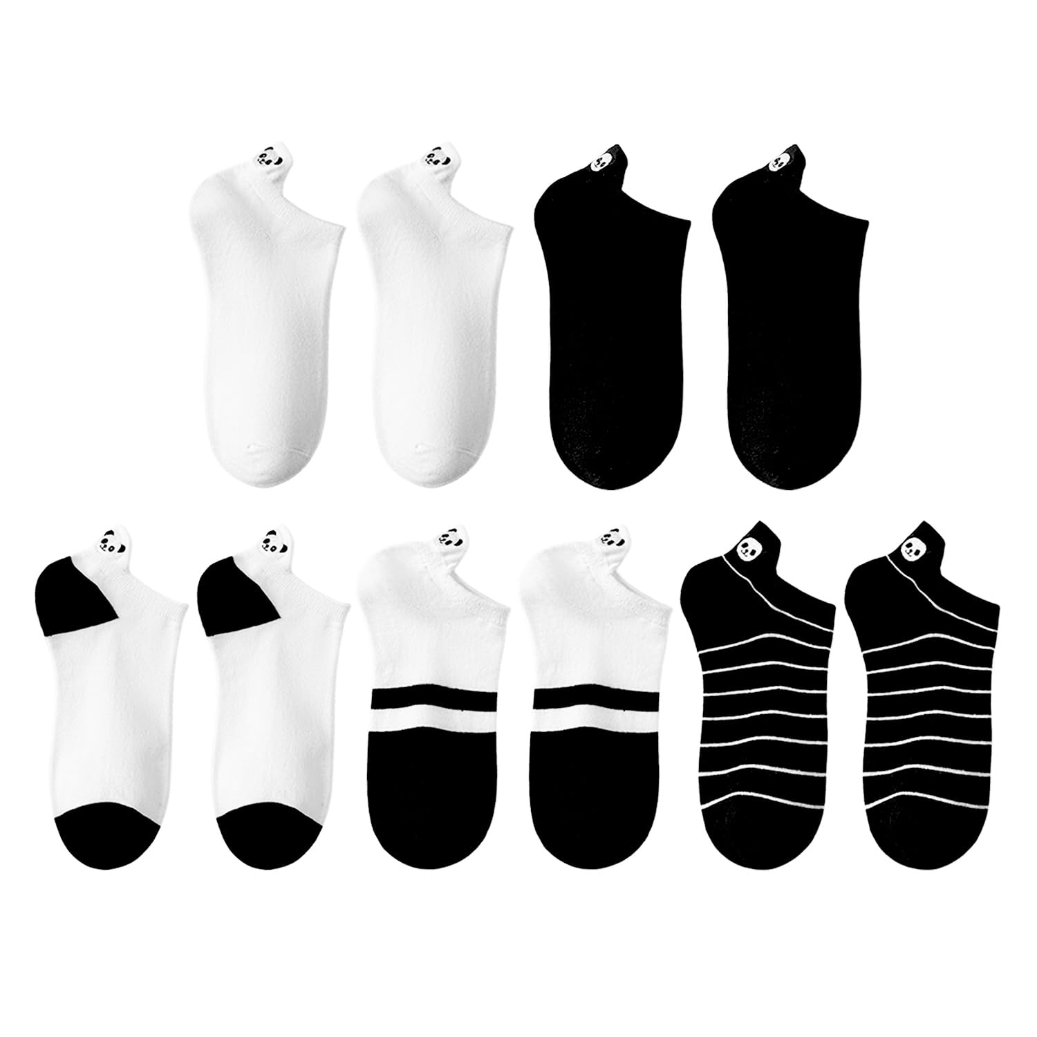 GDFHBD 5 Pairs Of Panda Socks, Cartoon Shallow-Mouthed Socks, Comfortable And Casual Socks, Simple And Versatile.