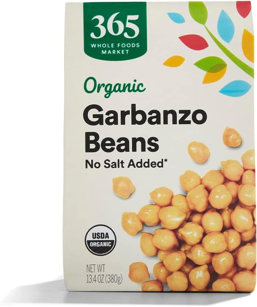 365 by Whole Foods Market, Organic Unsalted Garbanzo Beans, 13.4 Ounce (Pack of 6)