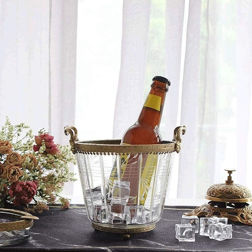 Simple Design Glass Fashion Ice Bucket Decorated with Crystal Event Party