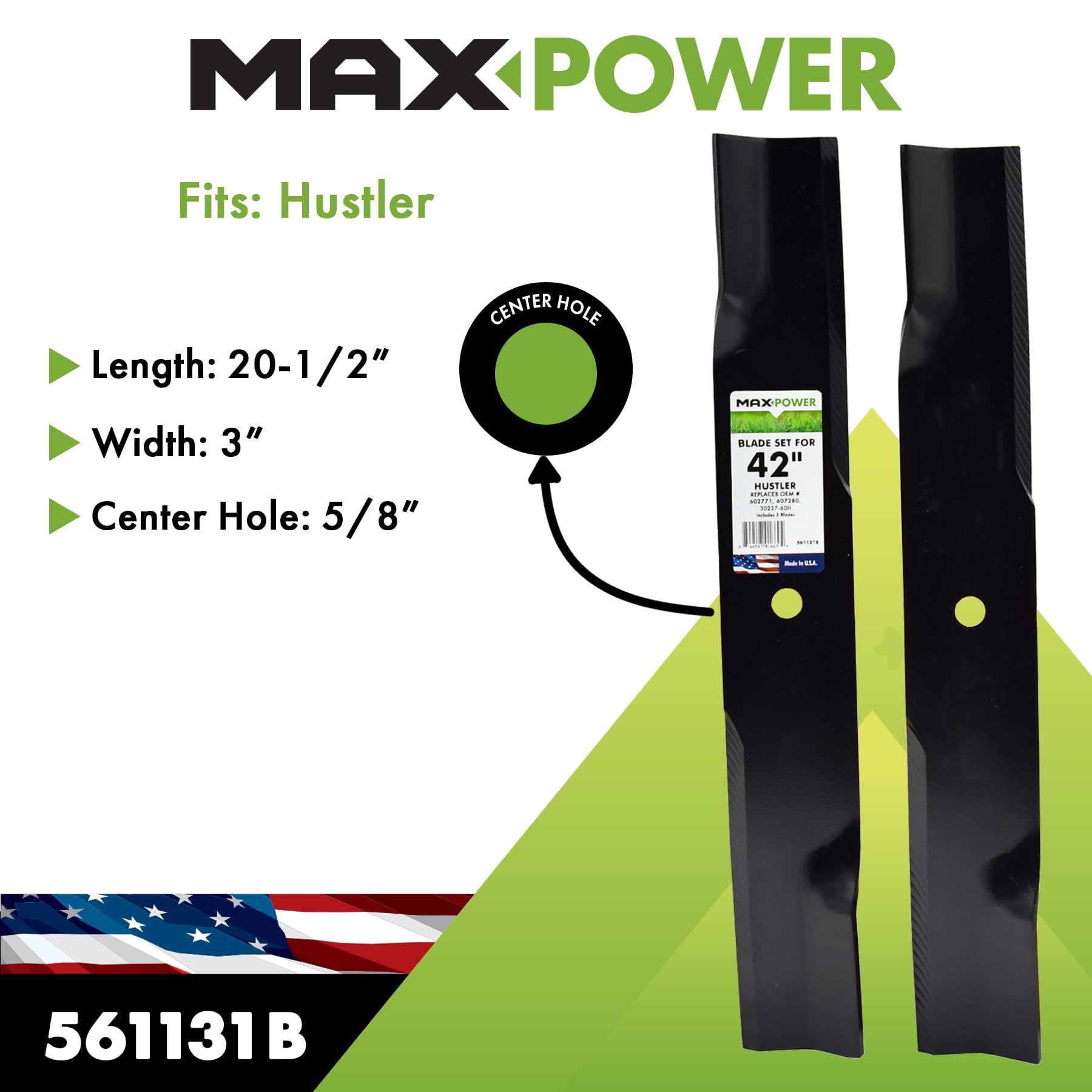 Maxpower 561131B 3 Many - Juego de Cuchillas para cortacésped de 60 Pulgadas, Color Negro