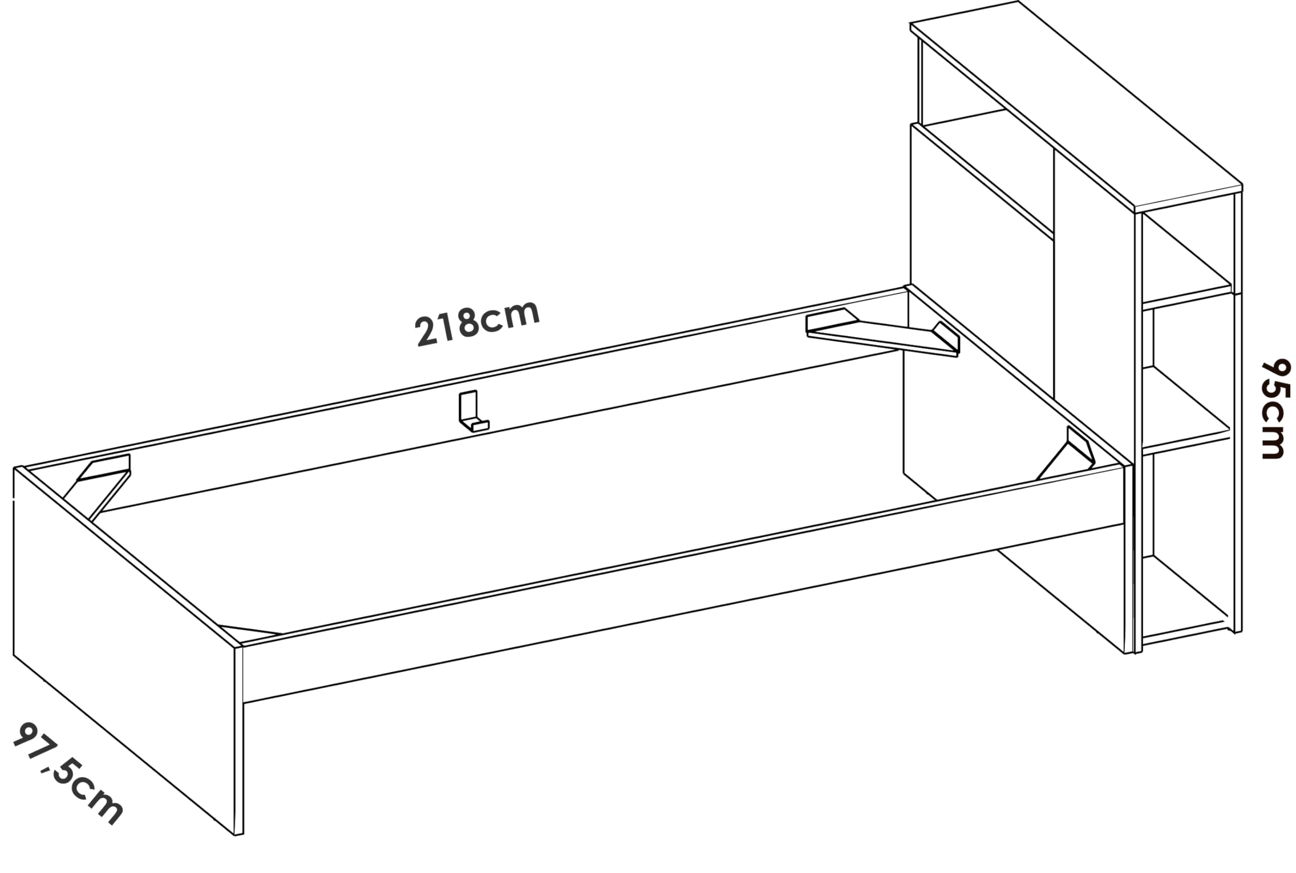 DEKIT Grupo RIMOBEL Ten Pack - Conjunto de Cama con almacenaje en Cabezal y Mesa Escritorio - Blanco