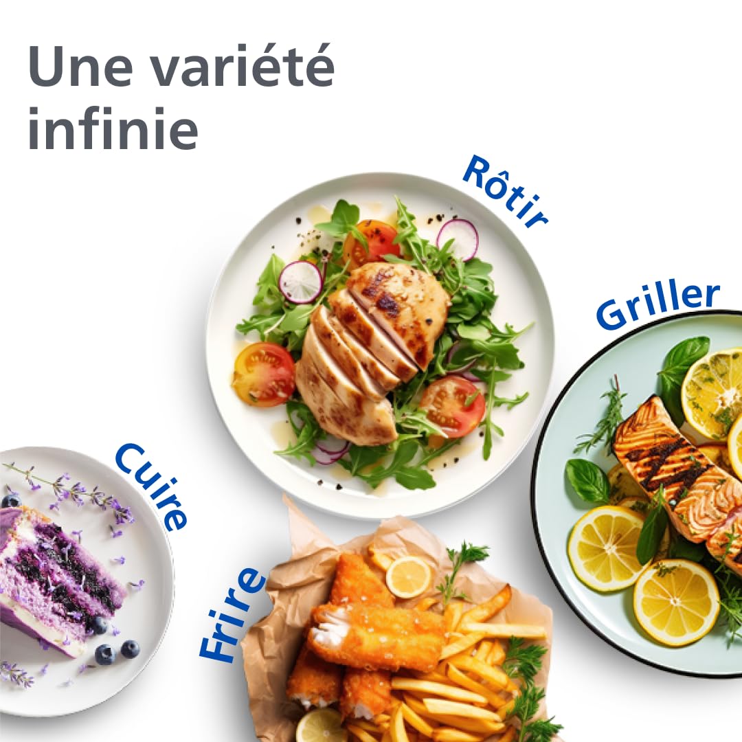 Philips Airfryer Série 3000 - Air Fryer Double Panier, 9L, Technologie RapidAir, jusqu'à 90% de matières grasses en moins, Economies d'énergie, Application HomeID, coloris Blanc (NA353/10)