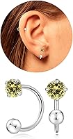 Vista 34 de Tiny 3mm Natural Birthstone Earrings for Women Teen Girls Small Huggie Half Hoop Earrings Tiny Cartilage Hypoallergenic Stud Screw Earrings