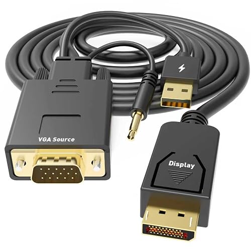 UANTIN VGA to DisplayPort Cable 6FT 1080P 60Hz