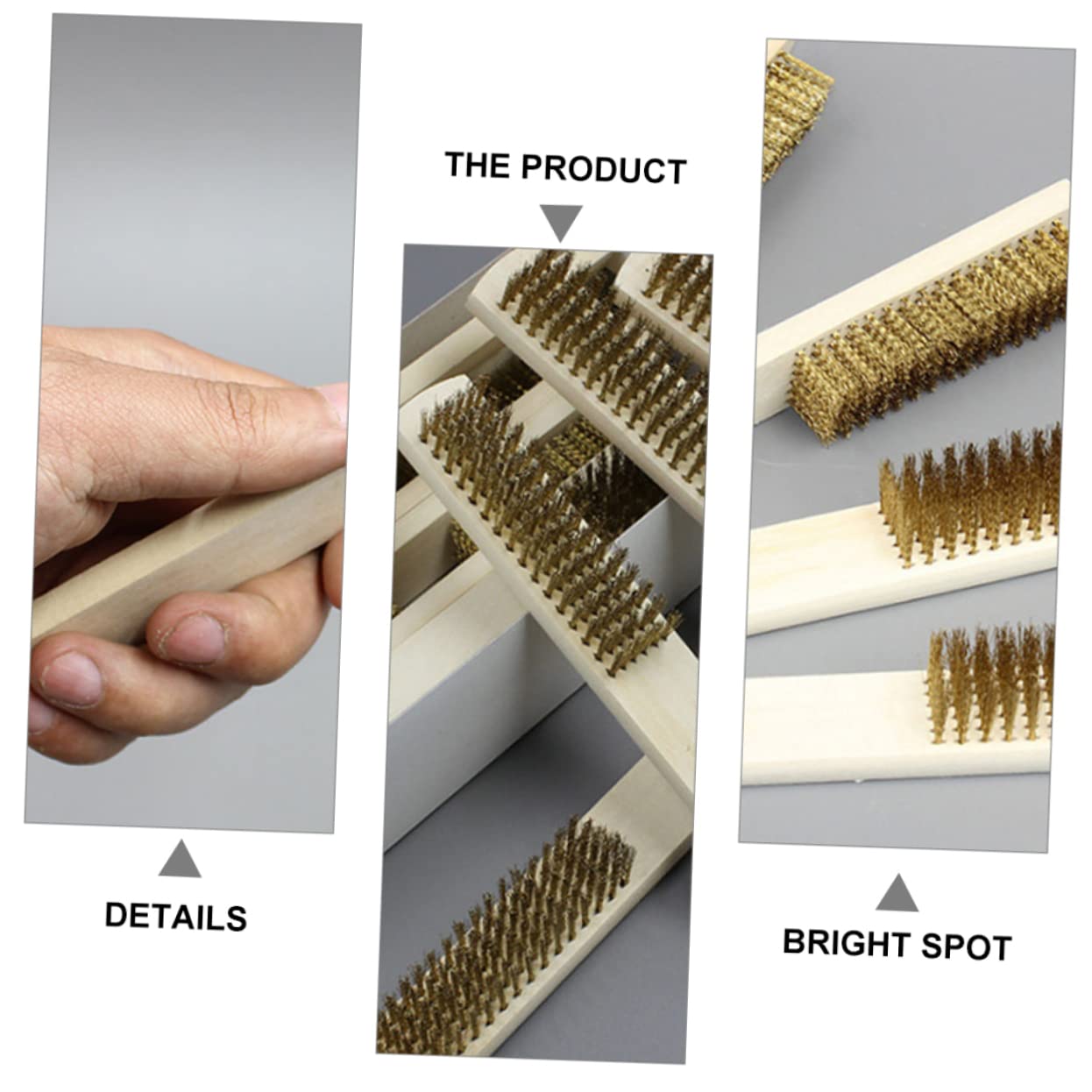 MUCKLILY 6pcs Rust Removal Wire Brush Set Wire Brush for Drill Wooden Handle Cleaning Tool Non-Rusting for Polishing