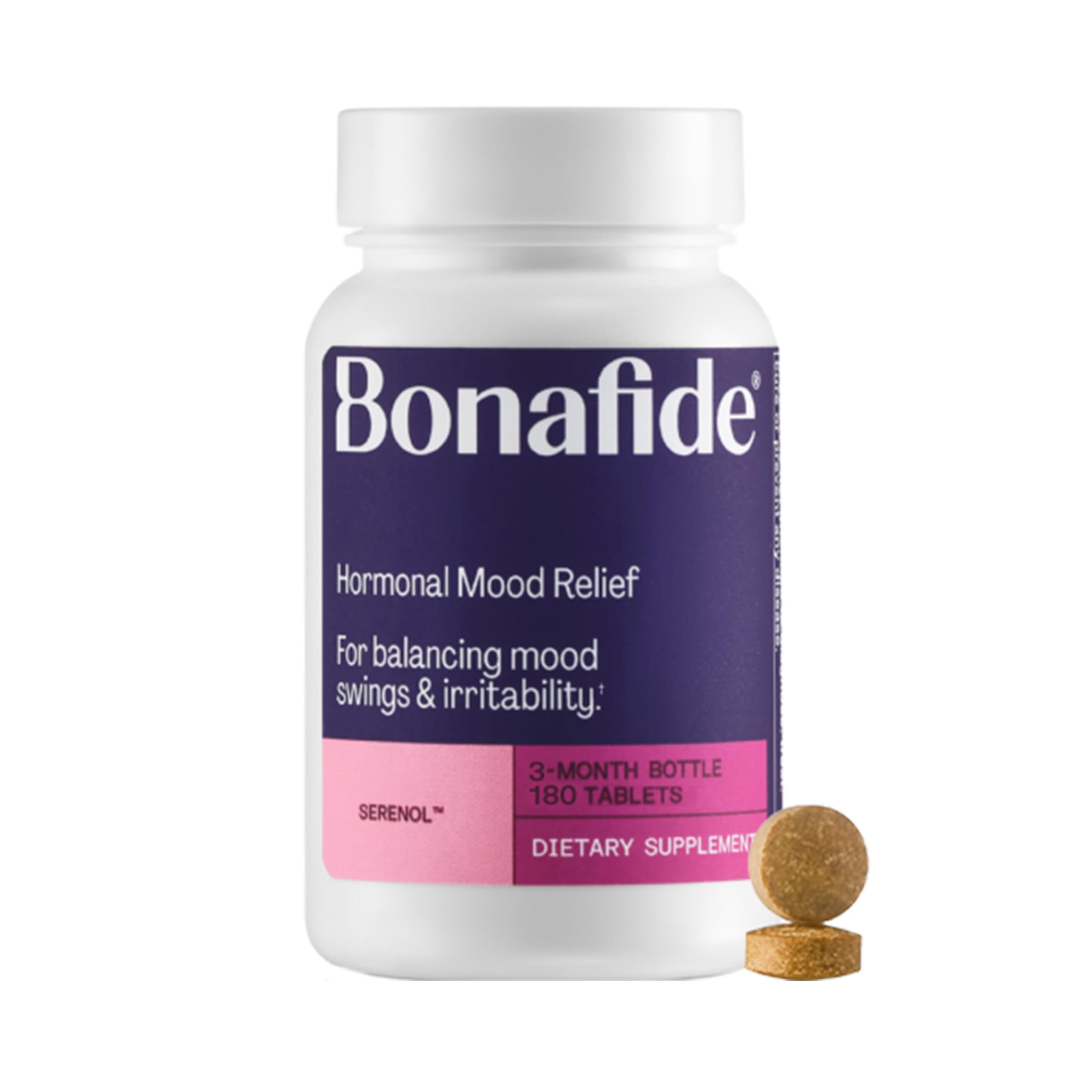 Sponsored Ad - Serenol by Bonafide. Relief from Hormonal Mood Swings, Irritability, & PMS Bloating. — 3-Month Supply (180 Tablets)